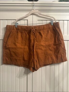 LOFT Women's High-Waist Drawstring Shorts in Rust Orange